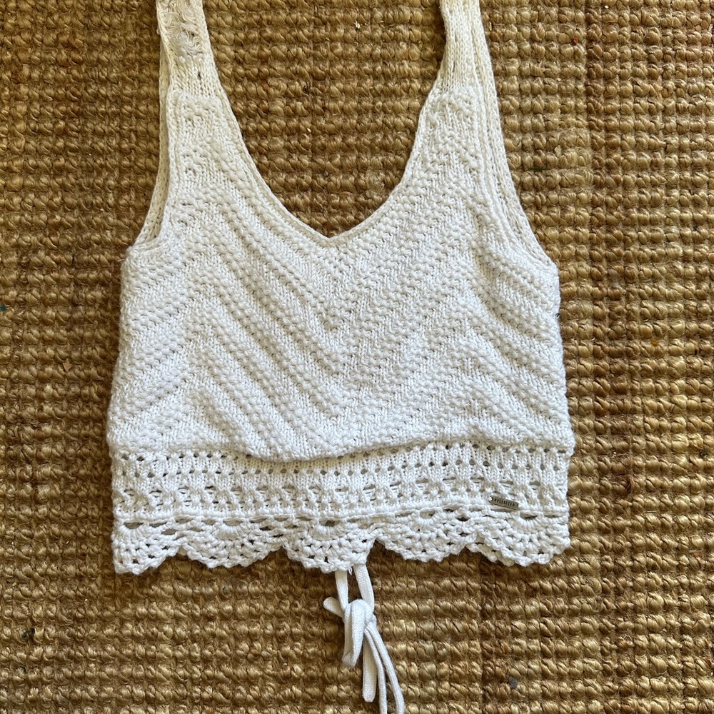 Hollister Cream Crochet Knit Tank Top